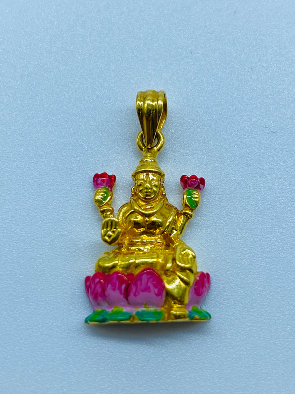Gold and elegant enamel details Goddess Lakshmi pendant