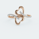 A twin hearts ring with sequences of diamonds plated with long-lasting radiant gold metal.