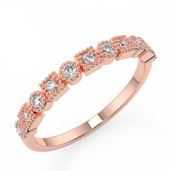 Classic princess band bespangled with sparkling Belgium diamonds. A royal treat enveloped in Rose Gold.